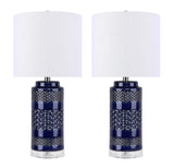 21" Ceramic Table Lamp w/ Cylinder Base & Linen Shade (2PK): Grey