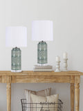 21" Ceramic Table Lamp w/ Cylinder Base & Linen Shade (2PK): Grey