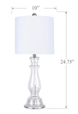 Bishop 25" Glass Table Lamp w/ Baluster-Inspired Body (2 PK): Spa-Blue Seeded Glass / Brushed Nickel