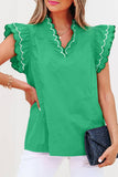 Contrast Scallop Trim Layered Short Sleeve Blouse | S-XL: As shown / Missy / L