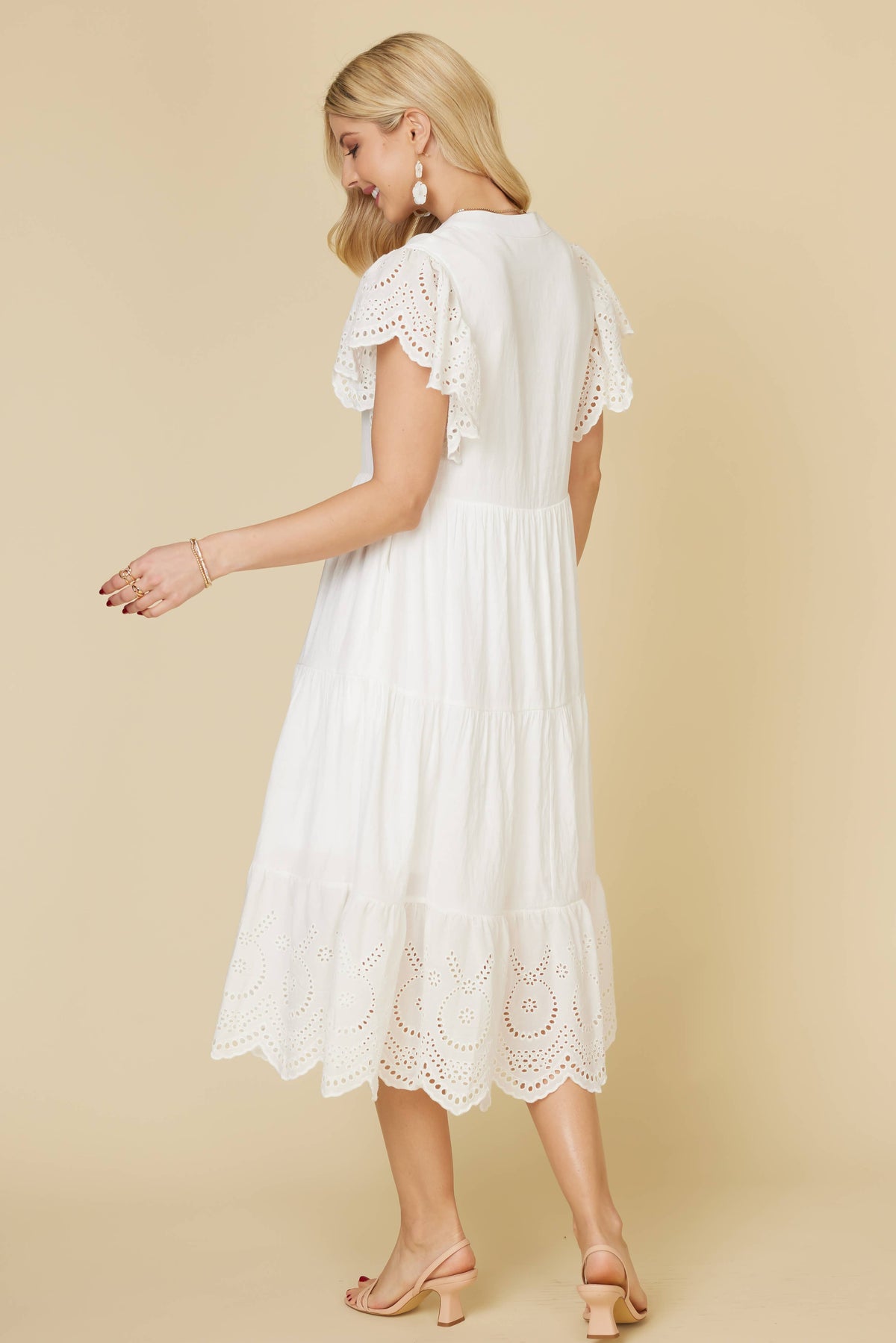 Solid Lace Tiered Dress: Black
