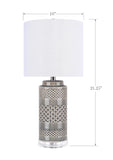 21" Ceramic Table Lamp w/ Cylinder Base & Linen Shade (2PK): Grey