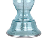 Bishop 25" Glass Table Lamp w/ Baluster-Inspired Body (2 PK): Spa-Blue Seeded Glass / Brushed Nickel