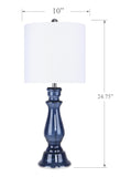 Bishop 25" Glass Table Lamp w/ Baluster-Inspired Body (2 PK): Spa-Blue Seeded Glass / Brushed Nickel