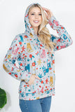 Colorful Cat Print Pullover Hoodie: S