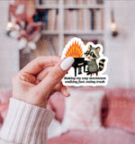 Walking Fast Eating Trash Raccoon Sticker