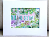 Watercolor Summer Courtyard by Carrie Hannegan