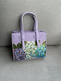 Hand Painted Purple Purse with Hydrangeas