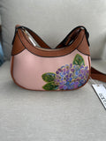 Hand Painted Pink Purse with Hydrangeas
