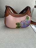 Hand Painted Pink Purse with Hydrangeas