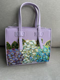 Hand Painted Purple Purse with Hydrangeas