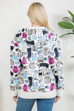 Colorful Cat Fleece Zipper Hoodie: M