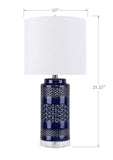 21" Ceramic Table Lamp w/ Cylinder Base & Linen Shade (2PK): Grey