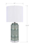21" Ceramic Table Lamp w/ Cylinder Base & Linen Shade (2PK): Grey