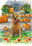 Watercolor Fall Golden Retriever by Carrie Hannegan