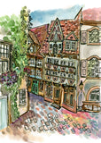 Watercolor German Village by Carrie Hannegan