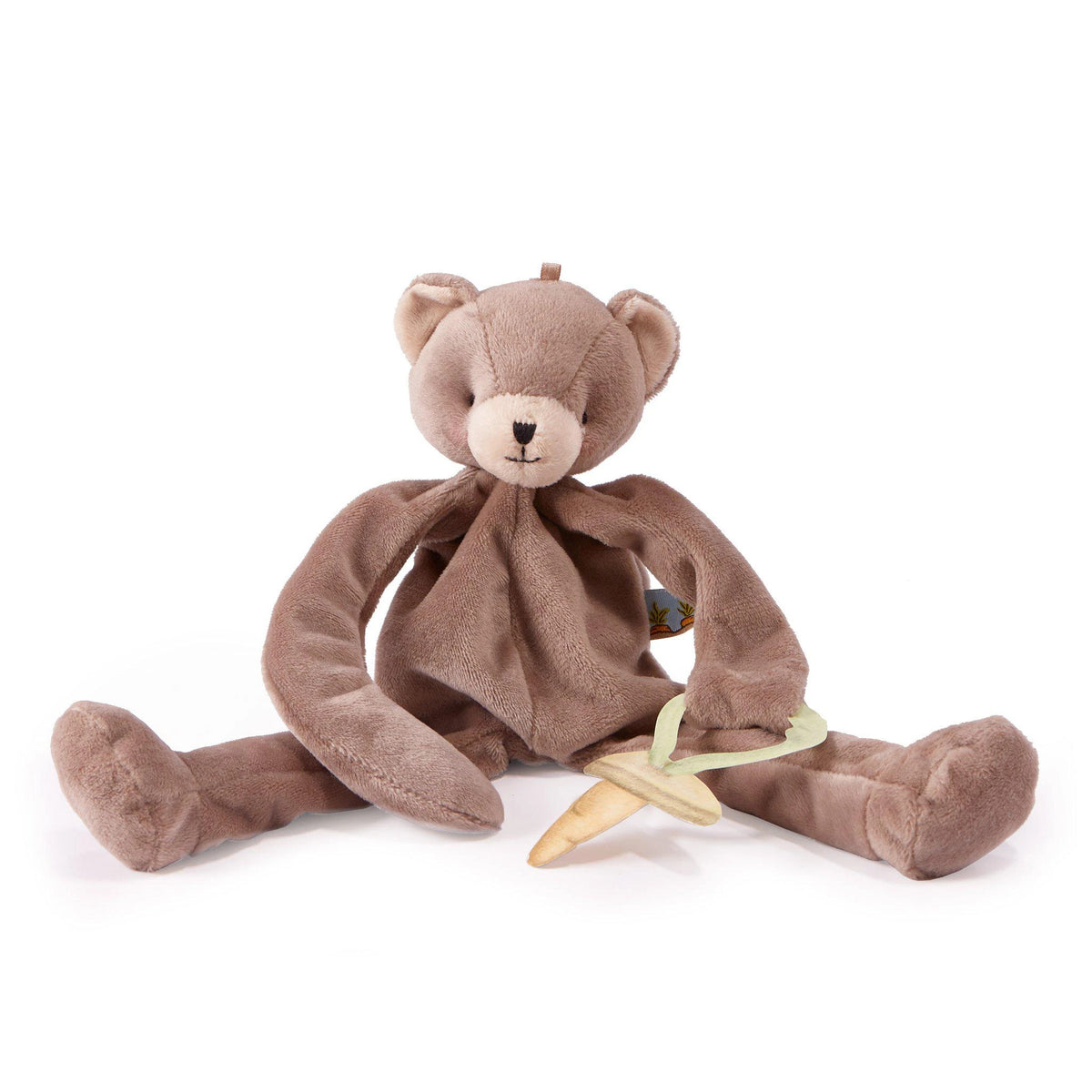 Silly Buddy Pacifier Holder in Brown Cubby Bear by Bunnies by the Bay