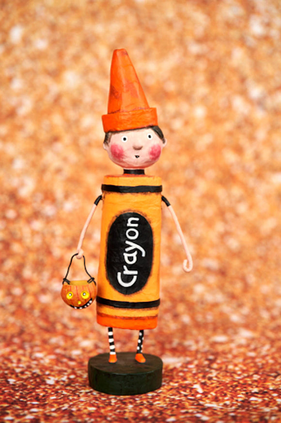 Orange Crayon Halloween Trick or Treater by Lori Mitchell