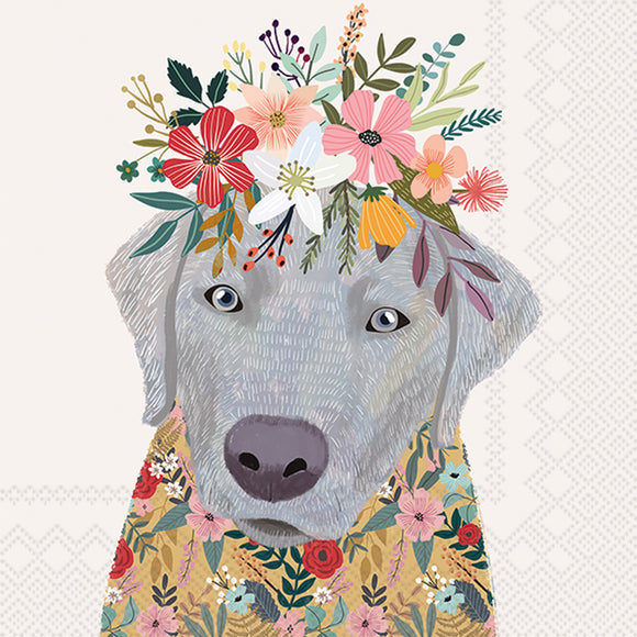 Cocktail Napkins Dog with Floral Crown Mia Charro