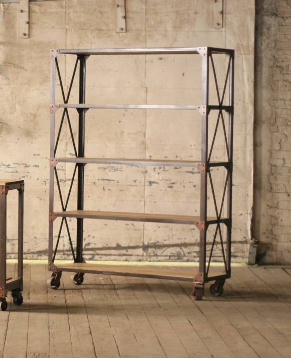 Large Industrial Bookshelf on Casters - Local Pick Up Only