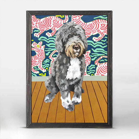 Dog Tales Winston Doodle 5x7” Framed Canvas Art by Jay McClellan