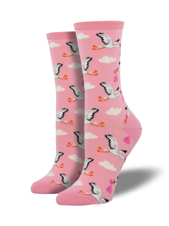 Women’s Socksmith Special Delivery Stork Pink Socks