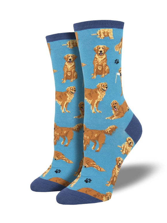 Women’s Socksmith Golden Retriever Dog Socks in Blue