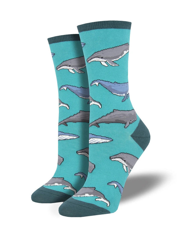 Women’s Socksmith Whale Socks in Teal Blue