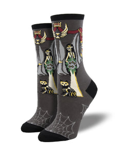 Women’s Socksmith Socks Vow to be Spooky Gray Halloween Day of the Dead