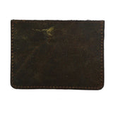 Leather Credit Card Holder with 2 Slots in Front and Middle Pouch Rustique Design
