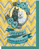 Happy Anniversary Greeting Card - Scottie & Westie Dogs