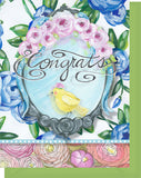 Congrats Greeting Card - Blank Inside - Blue Roses & Canary