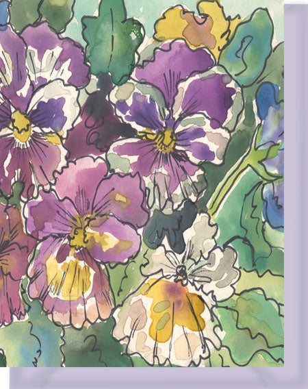 Watercolor Pansies - Blank Notecard