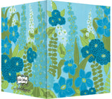 Blue, Turquoise, Lime Hollyhock Floral Design - Blank Notecard