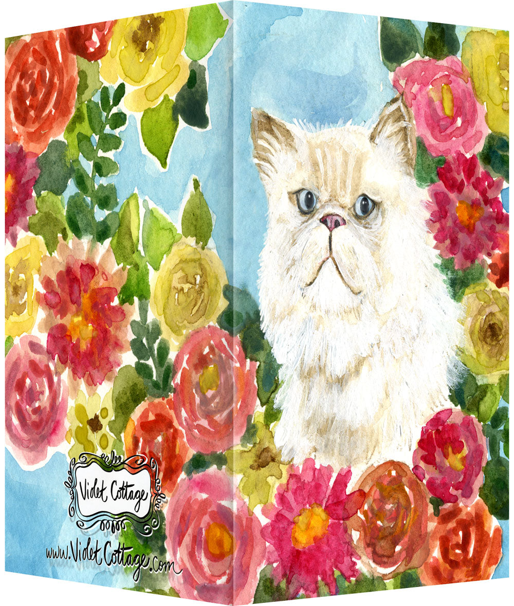 Small Enclosure Card - Persian Cat with Flowers