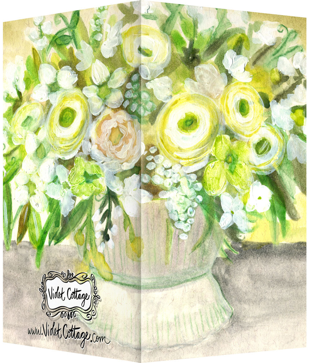 Small Enclosure Card - Vase with Yellow & White Flowers