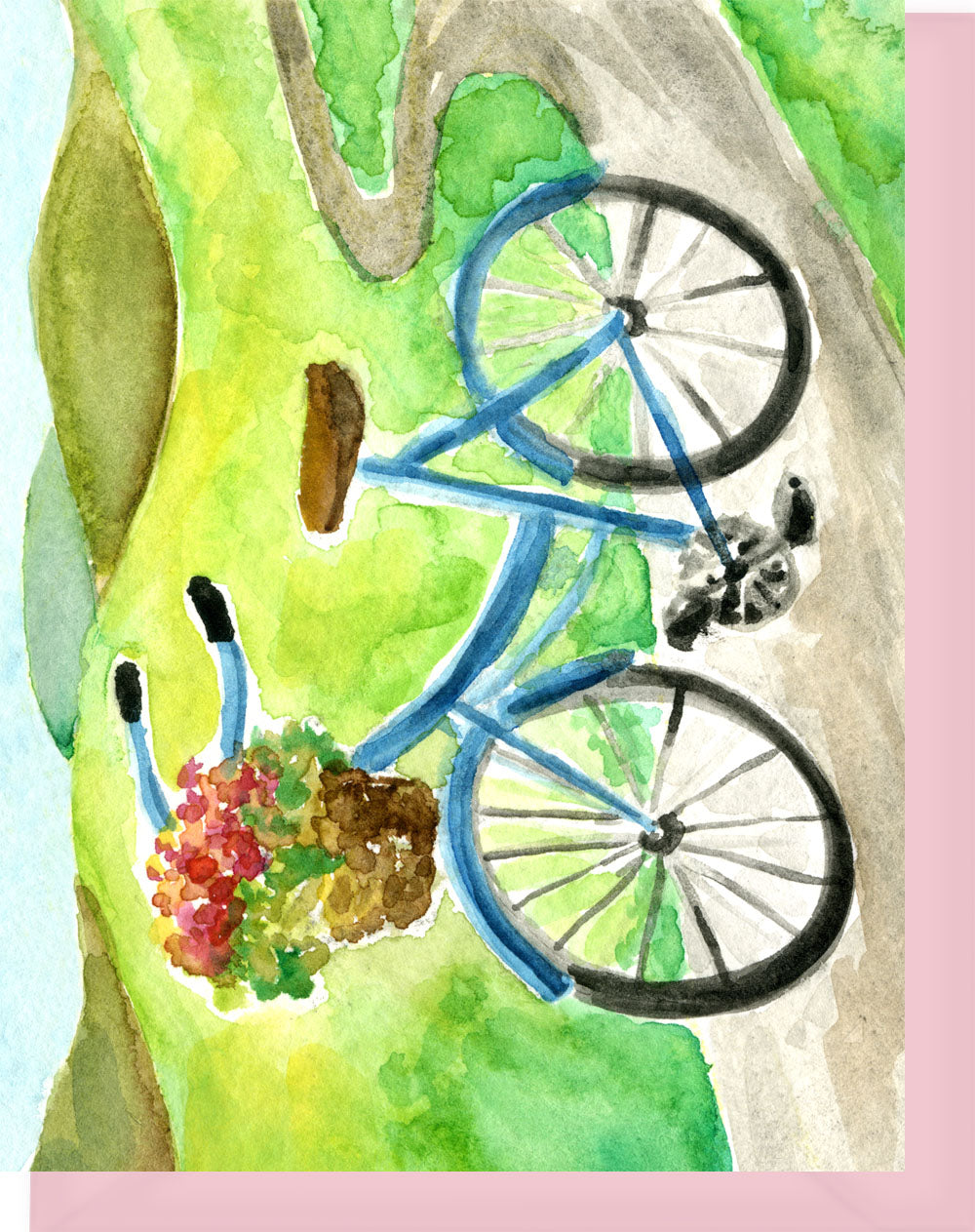 Watercolor Bicycle - Blank Notecard