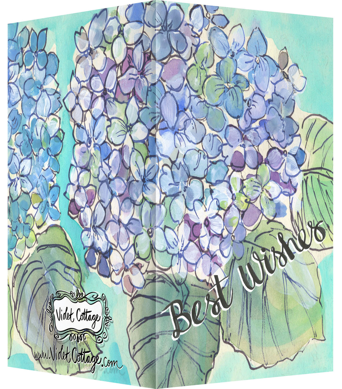 Small Enclosure Card - Best Wishes Hydrangeas
