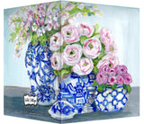 Blue and White Vases with Flowers - Blank Inside Notecard