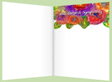 Watercolor Floral Sympathy Greeting Card - Inside Reads "with deepest sympathy"