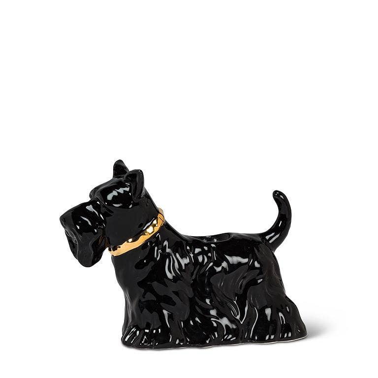 Scottie Dog Taper Holder-6"L: Black