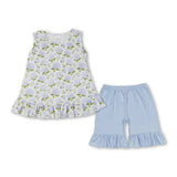 Flutter sleeves floral baby girls spring summer romper: Romper / 2T