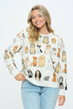 COLORFUL DOGS PRINT SWEATSHIRT: S
