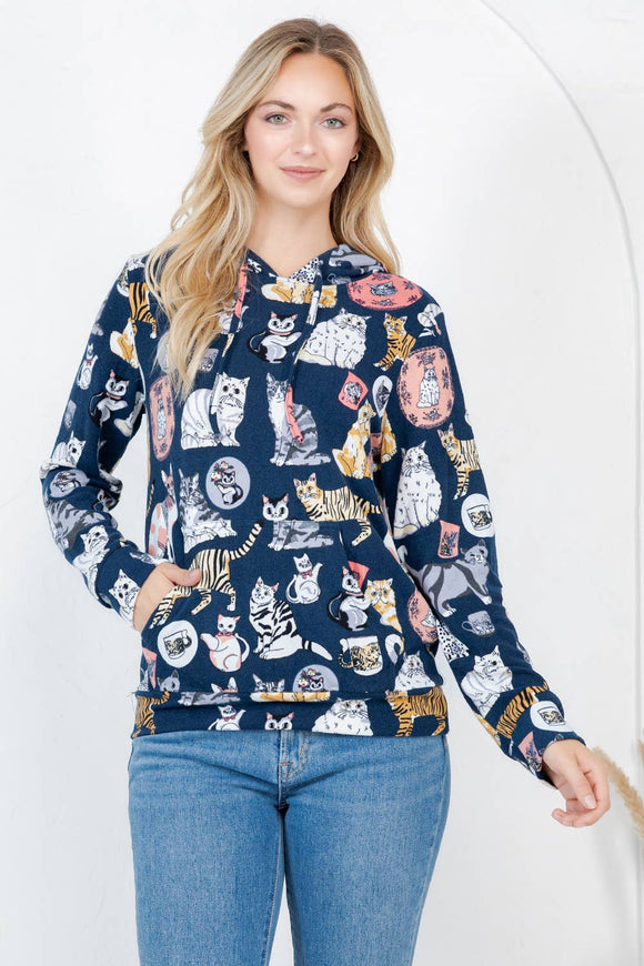 Cat Pullover Hoodie: XL