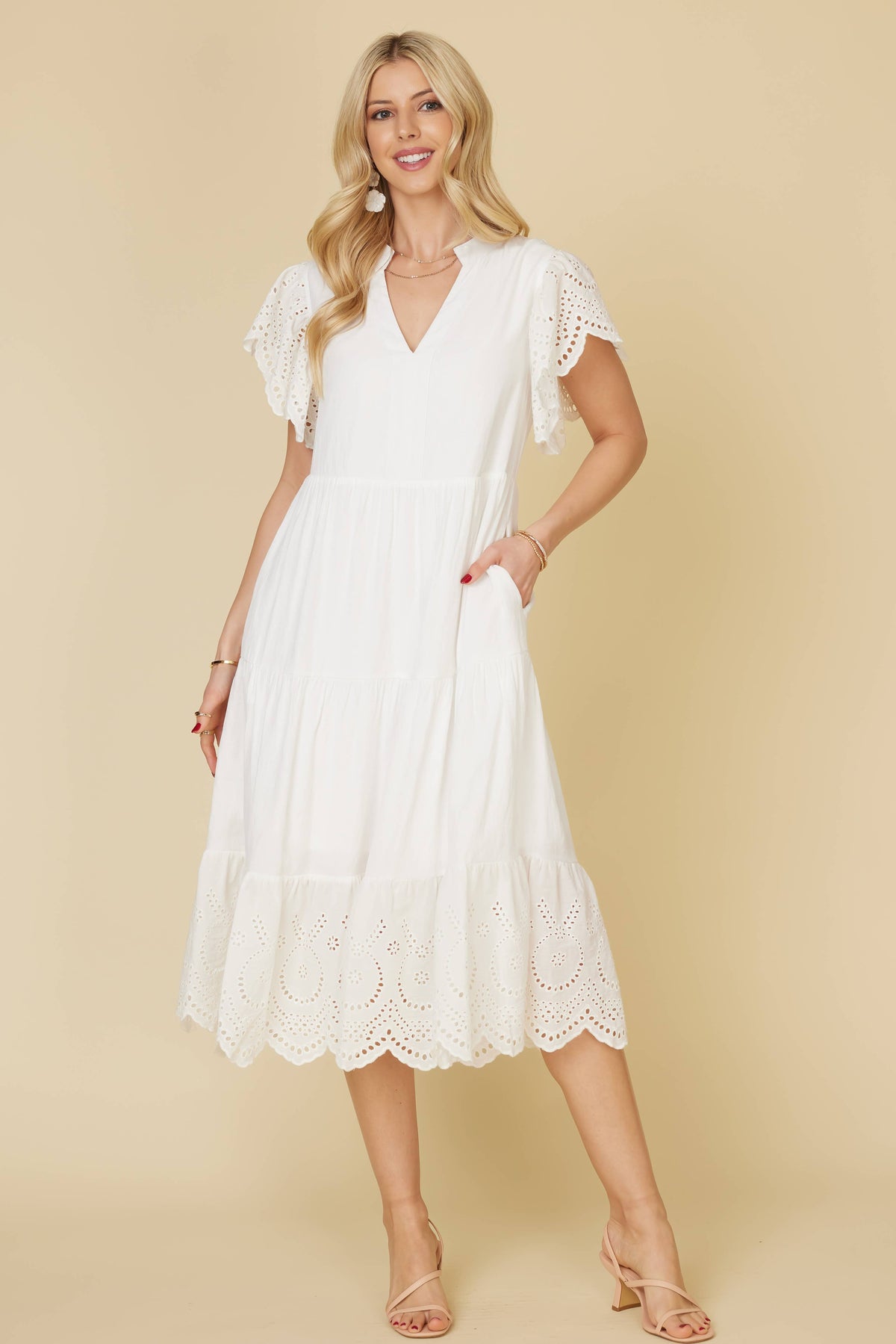 Solid Lace Tiered Dress: Black