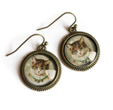 Best Friends Victorian Calico Cat Earrings