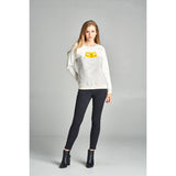 Cat With Stripe Print Sweatshirt: S