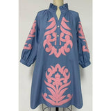NEW floral applique shift dress: KELLY GREEN / M
