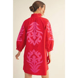 NEW floral applique shift dress: KELLY GREEN / L