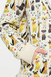 COLORFUL MULTI DOG PRINT ZIP UP HOODIE: L